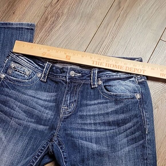 MISS ME BLING RHINESTONES SILVER STUDDED EASY BOOT DENIM JEAN JE53g5EL - Picture 4 of 8